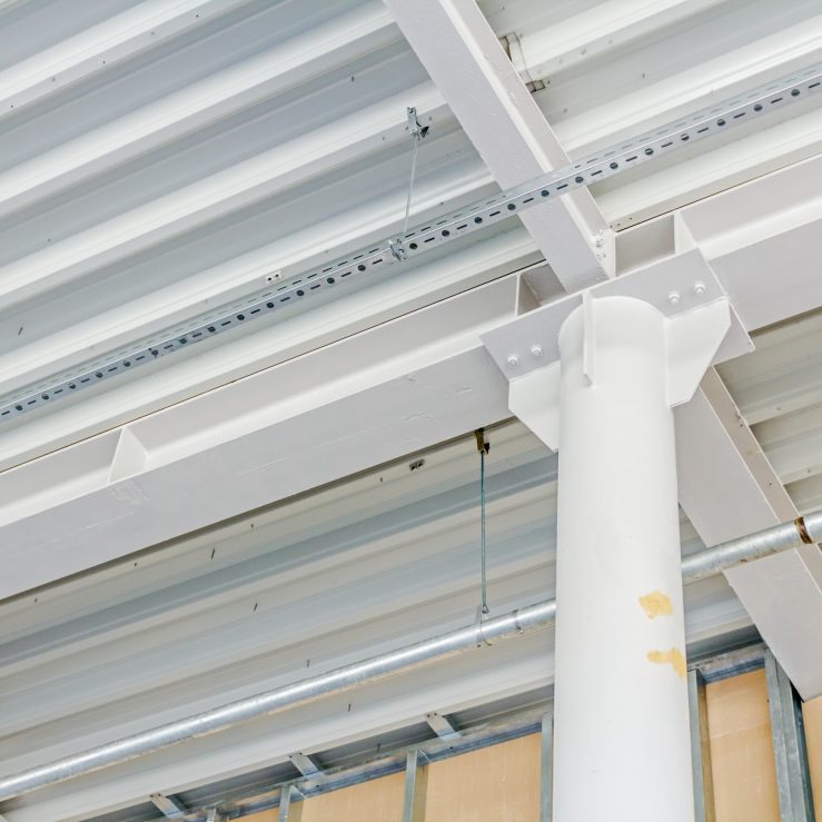 Intumescent coating - Passive fire protection Interior of white metal which has been intumescent coated