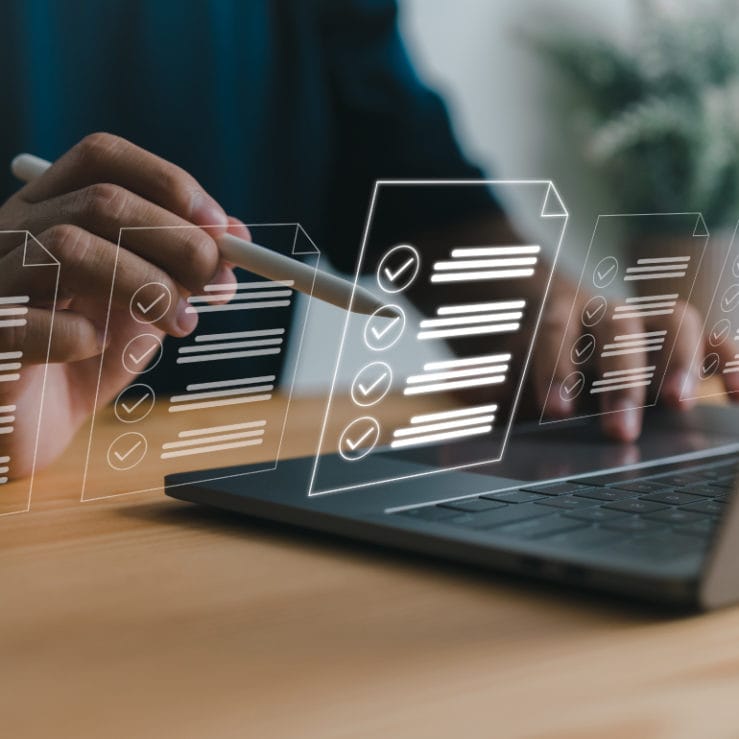 Checklist graphic overlaid on image of a laptop computer Checklist graphic overlaid on image of a laptop computer