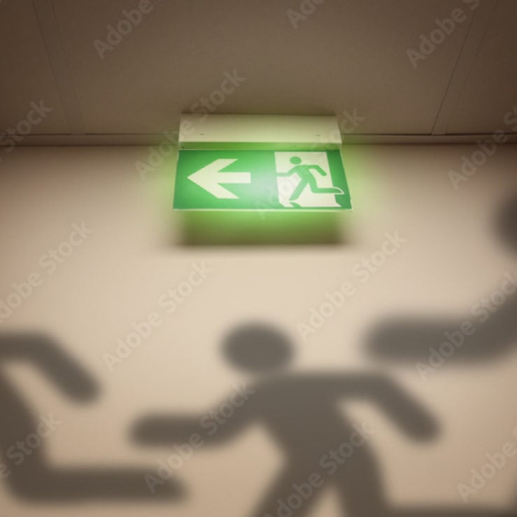 FEEP - Fire Emergency Evacuation Plan Fire Emergency Evacuation Plan with green exit sign and stick figures running