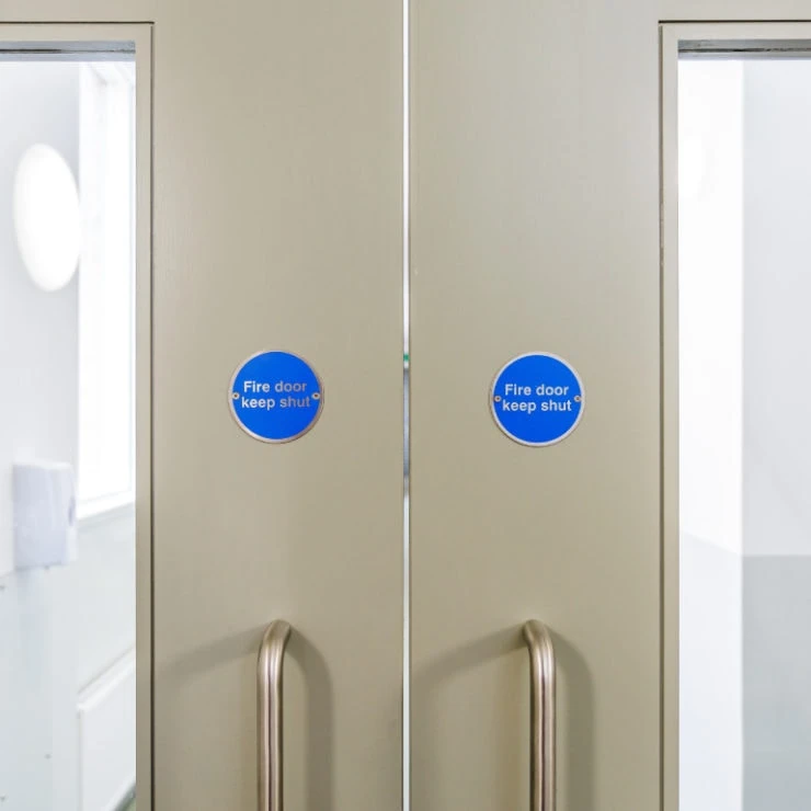 Two white fire doors