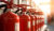 A row of Fire Extinguishers lined up